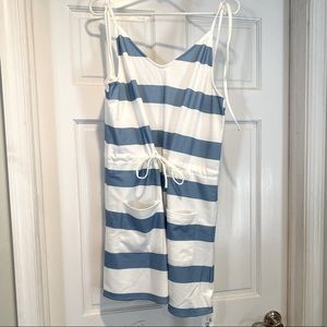 Blue and white Spaghetti strap dress with pockets